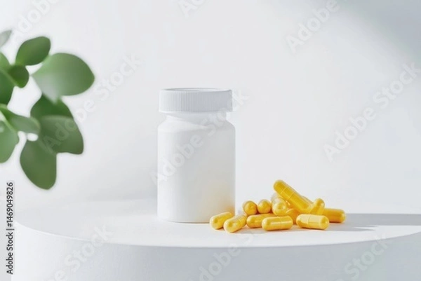Fototapeta Turmeric Powder in Capsule on white background , Turmeric Extract , Generative AI
