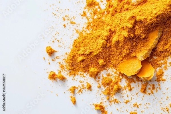Fototapeta Turmeric powder on white background , Turmeric Extract , Generative AI