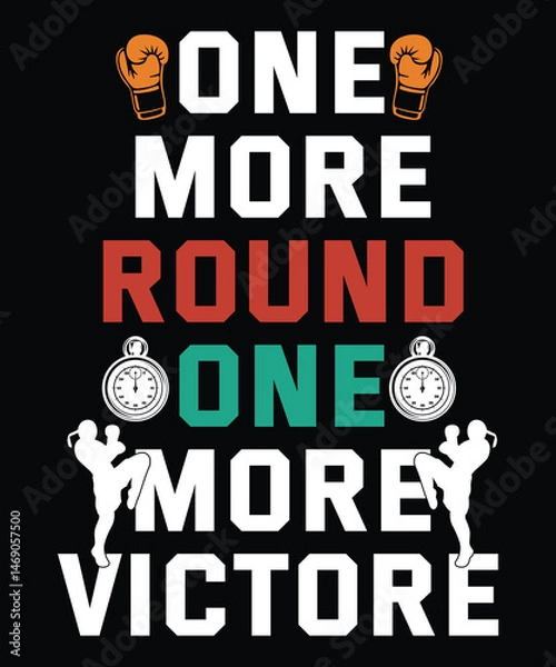 Obraz One more round to victory boxing gloves and fighters silhouette design
