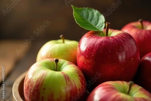 Obraz Glossy red and green apples, a tempting mound , green, glossy
