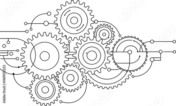 Fototapeta Interlocking Gears Vector Illustration
