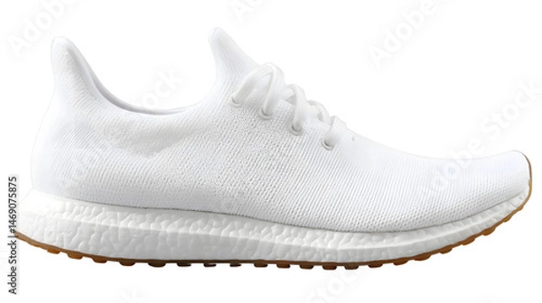 Obraz Highly detailed sports sneaker with textured fabric and sole grip, side angle on solid white background 