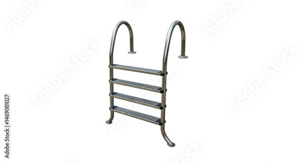 Fototapeta Isolated Chrome Swimming Pool Ladder With Five Steps