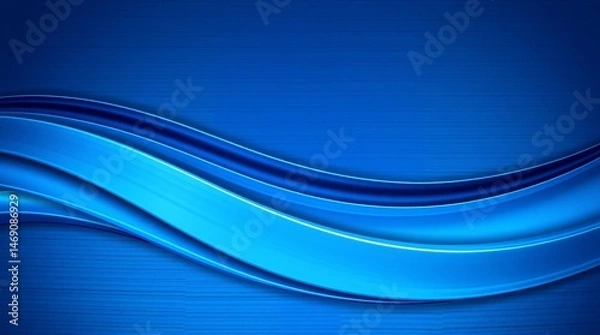 Obraz Abstract Blue Wave on Metallic Surface