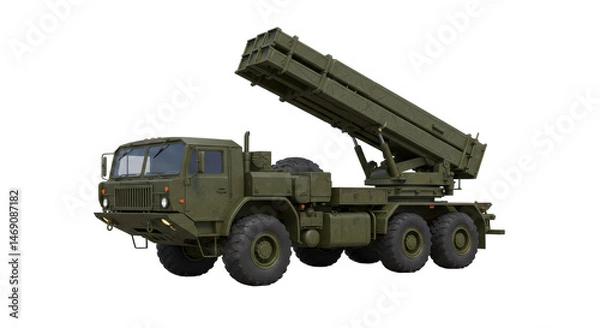 Fototapeta Isolated Military Multiple Rocket Launcher Vehicle