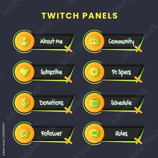 Obraz Set of abstract twitch panel for streaming