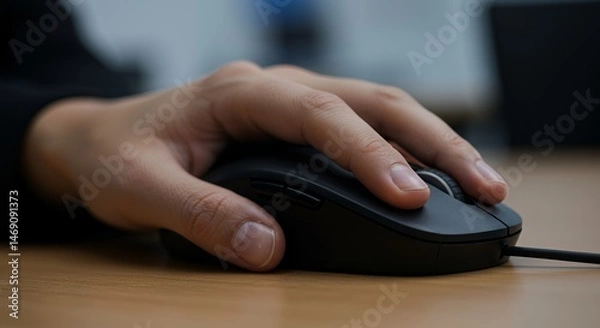 Fototapeta Close-up of a Hand Using a Computer Mouse