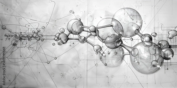 Fototapeta Materials Scientist , Nanotechnology Specialist, Molecular grid representing science