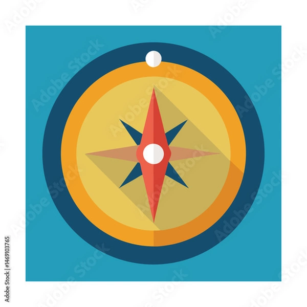 Fototapeta Colorful flat design compass illustration depicting direction navigation and orientation for exploration
