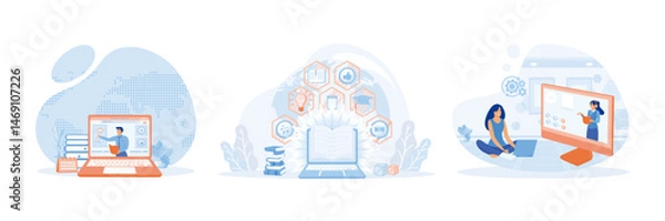 Obraz Online education concept.  Creative Learning. Interactive Online Learning Session.