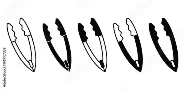Fototapeta Tongs Icons Set Simple Line Art Illustration Black and White Color Vector Design