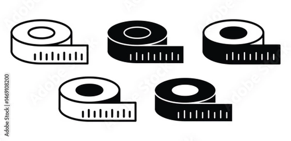 Fototapeta Tape Measure Icons Simple Minimalist Tool Illustrations Black and White Color Vector Design