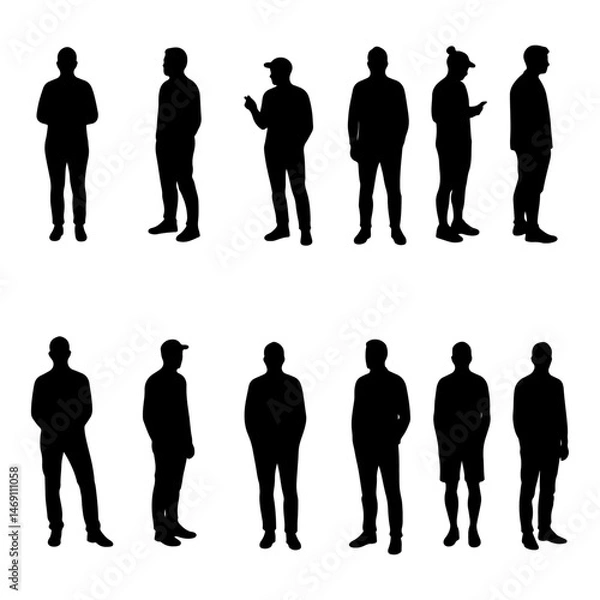 Obraz Architectural Drawings people vector illustration, top view, human person Minimal style hand drawn. Sections, Elevations, Floor Plans