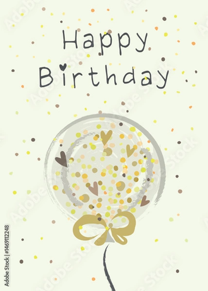 Fototapeta Happy birthday with gold confetti and balloons 4
