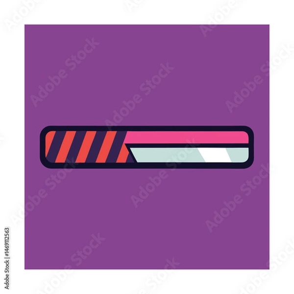 Fototapeta Colorful progress bar graphic with stripes showing loading and waiting status in flat design