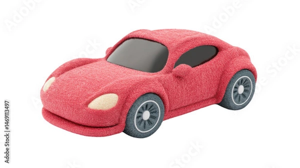 Fototapeta Sleek Red Car Isolated on Clean White Background