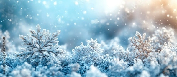 Fototapeta Close-up view of frosty winter scene