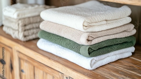 Fototapeta Neatly Stacked Bath Towels
