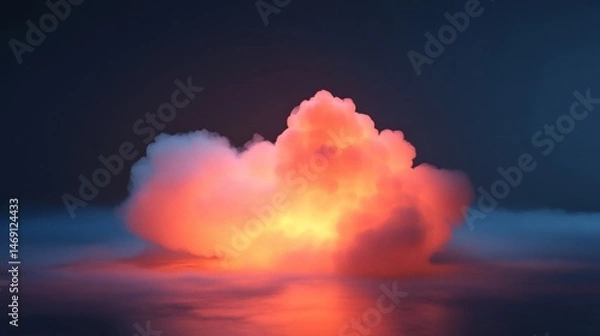 Obraz Surreal Glowing Cloudscape: A Dreamlike Landscape with Vibrant Colors