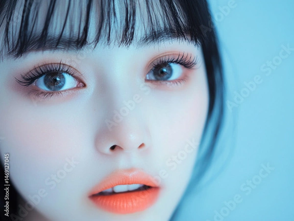 Fototapeta まつげエクステをした女性のアップ　Generated image