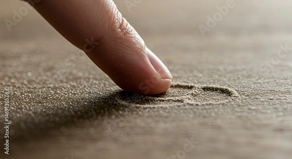 Fototapeta Ephemeral Mark: A Fingertip's Trace on Dusty Surface