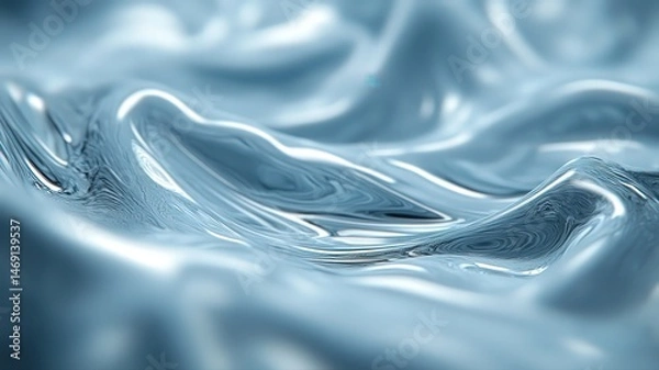 Obraz Abstract Light Blue Metallic Wavy Surface with Reflective Highlights