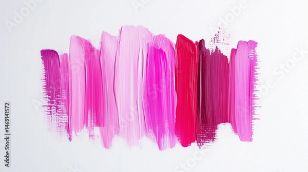 Obraz Pink and Magenta Paint Brush Strokes. A vibrant array of abstract brush strokes in varying shades of pink and magenta, creating a textured and artistic swatch on a white background. Perfect for beauty