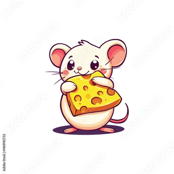 Fototapeta cute mouse mascot hugging cheese vector