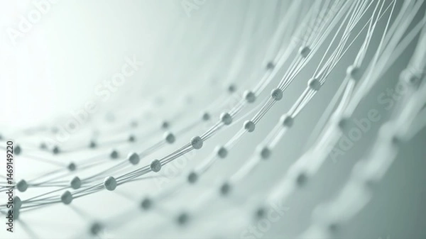 Obraz Abstract Network Structure: Interconnected Nodes and Lines in Light Grey