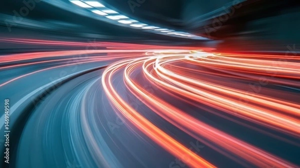 Obraz Abstract Night Highway Tunnel Light Trails