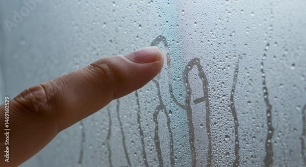 Obraz A Finger Tracing Patterns on a Foggy Windowpane