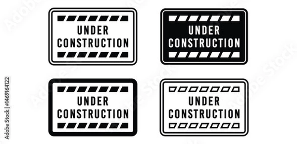 Fototapeta Under Construction Signs Black and White Color Vector Design Illustration