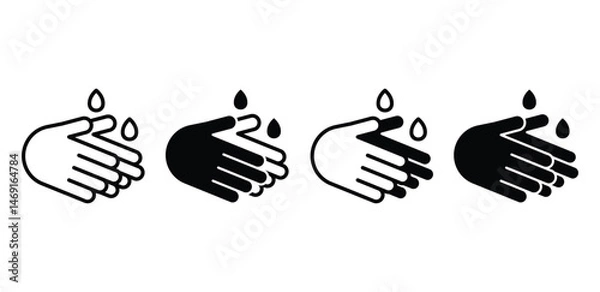 Fototapeta Washing Hands Icons Black and White Minimalist Handwashing Vector Graphics Design