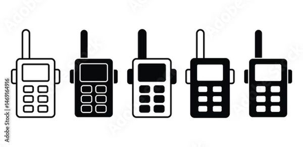 Fototapeta Walkie Talkie Icons Black and White Vector Graphic Design Set