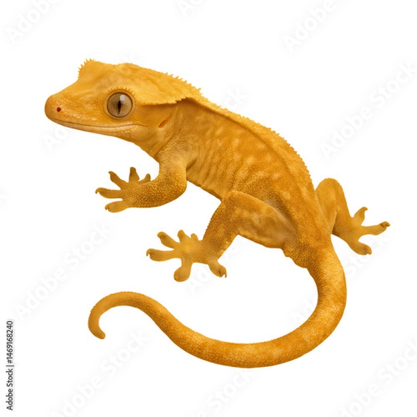Obraz Bright Yellow Gecko with Unique Features on Isolated transparent or white Background