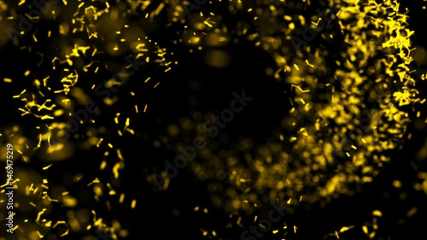 Obraz Digital fire tornado texture with dots and particles on the dark background. The futuristic abstract tunnel. Big data visualization. 3D rendering.