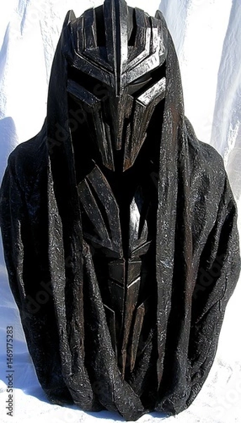 Fototapeta A black helmet with a high-quality matte finish, isolated on a white surface, casting soft, natural shadows that accentuate the helmet's ergonomic design