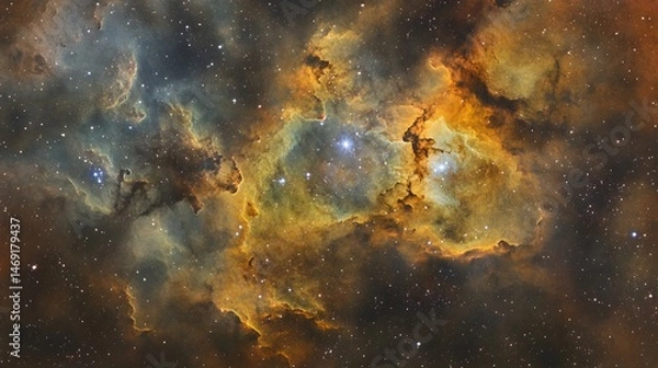 Fototapeta Colorful cosmic nebula, a vast expanse of space.