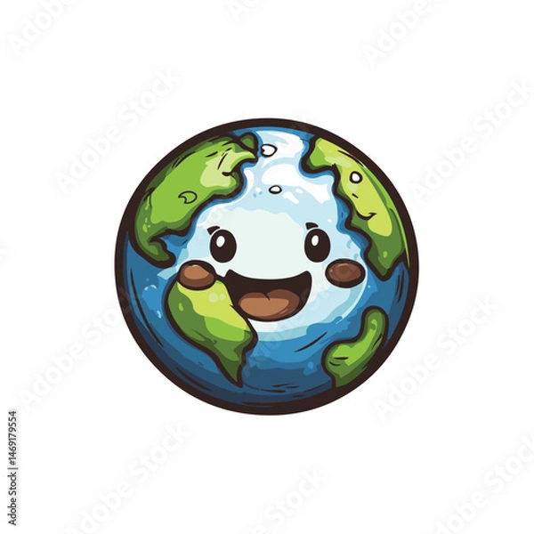 Obraz cute smiling earth mascot vector design