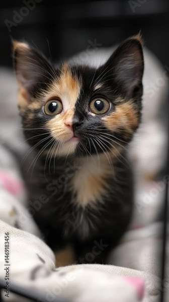 Fototapeta Adorable kitten with striking bicolor coat