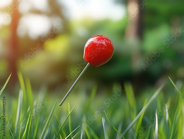 Fototapeta Red pin in green grass