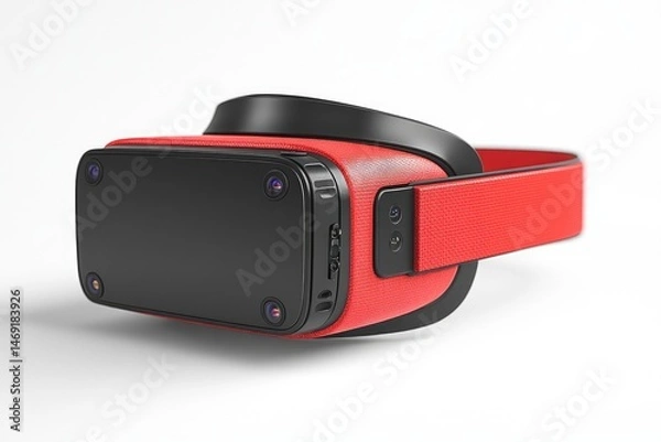 Fototapeta Modern VR headset with red straps