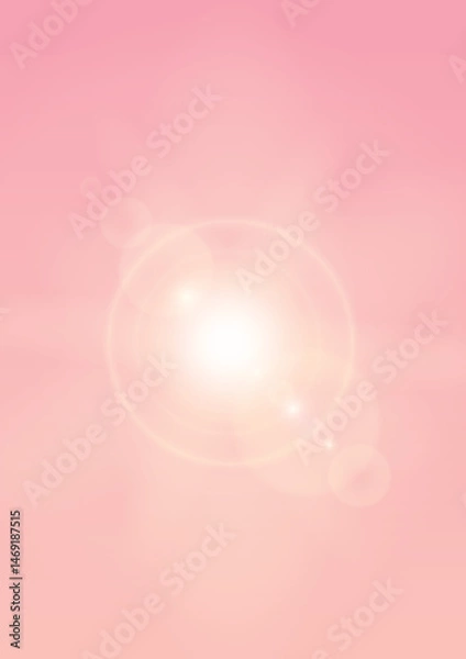 Obraz Soft baby pink gradation background with white flare halo ring light for summer spring morning too noon day design