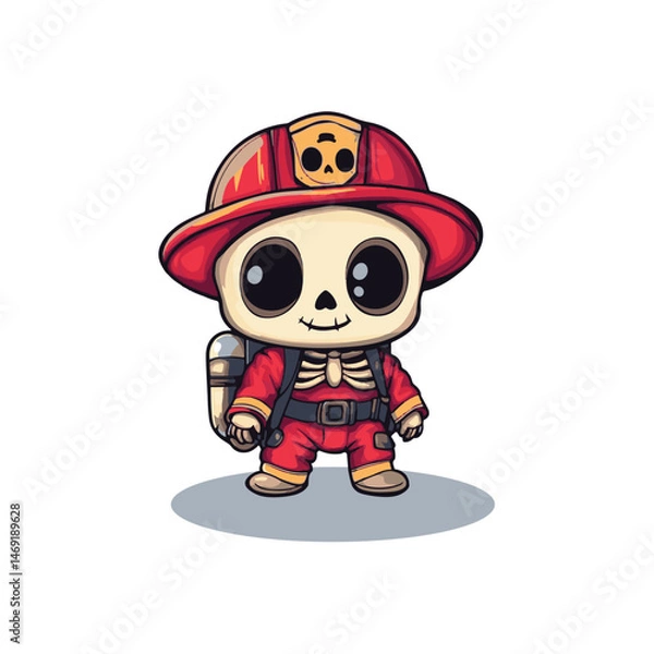 Obraz cute firefighter skull mascot vector design