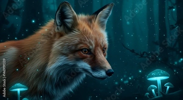 Fototapeta Enchanting Red Fox in a Glowing, Mystical Forest