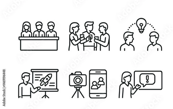 Fototapeta Business meeting and collaboration icons for presentations and communication design
