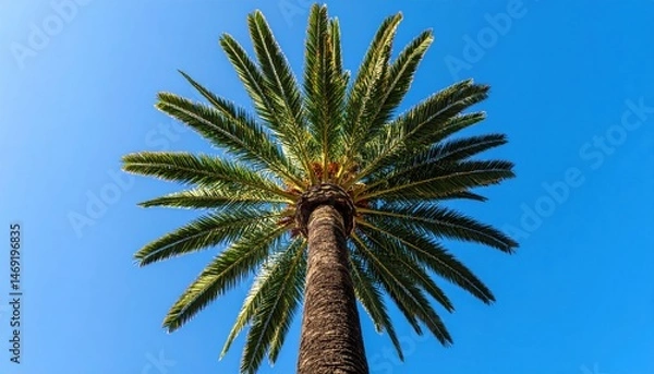 Obraz Majestic palm tree under clear blue sky nature photography tropical environment aerial viewpoint relaxation concept