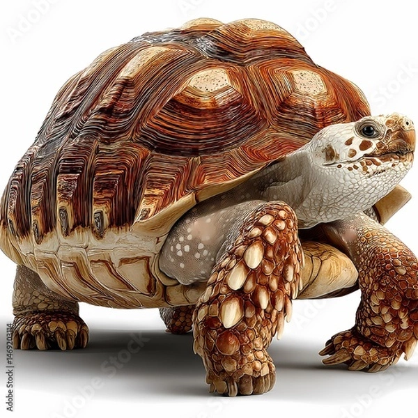 Obraz Stunning Radiated Tortoise HighResolution Image  4K Stock Photo isolated on white Background