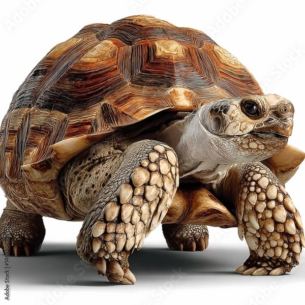 Obraz Majestic Sulcata Tortoise HighResolution Image of a Giant Tortoise isolated on white Background