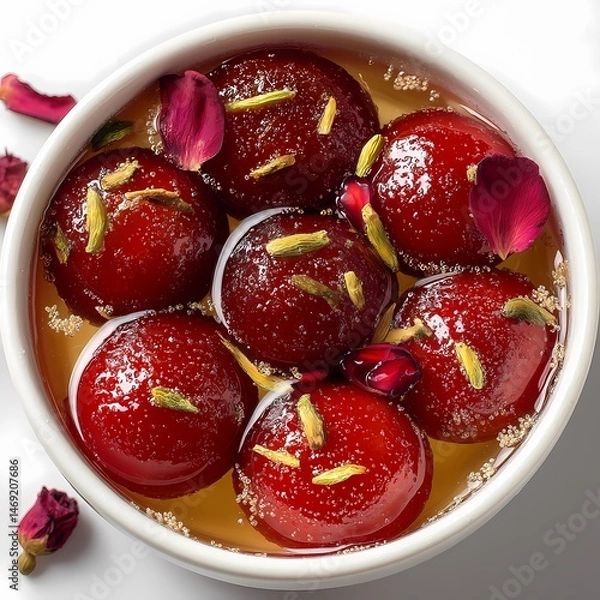 Obraz Delicious Gulab Jamun Indian Sweet Treat Recipe  Images isolated on white Background